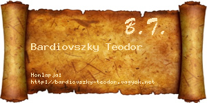 Bardiovszky Teodor névjegykártya